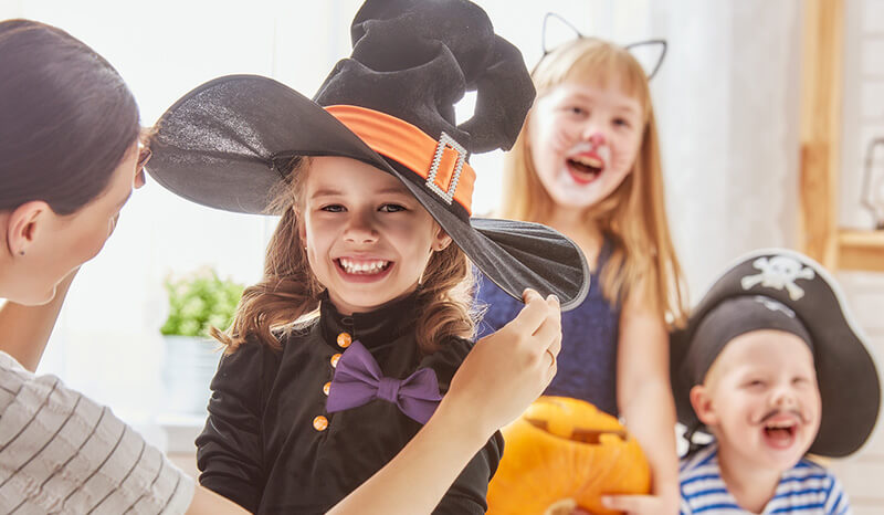 Young children dressed up for Halloween, RESP